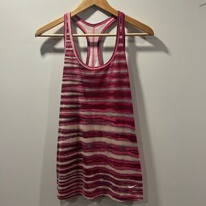 Nike Women’s Workout Top, Dri-FIT Slim Fit, Pink & Grey, Size Medium